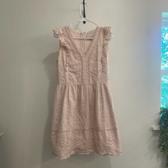 LOFT Pink Eyelet Dress SZ 8 - Picture 6 of 6